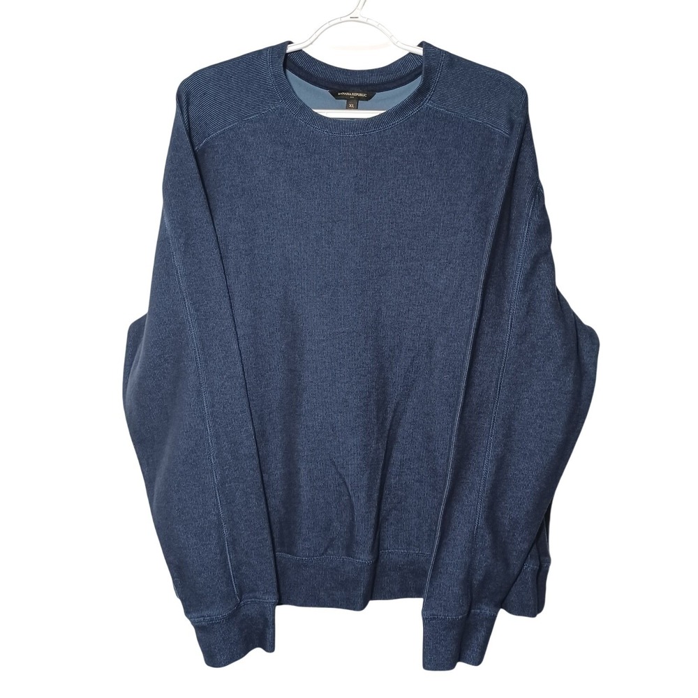 Banana Republic Long Sleeve Crewneck Navy Rib Men's XL Pullover Sweater